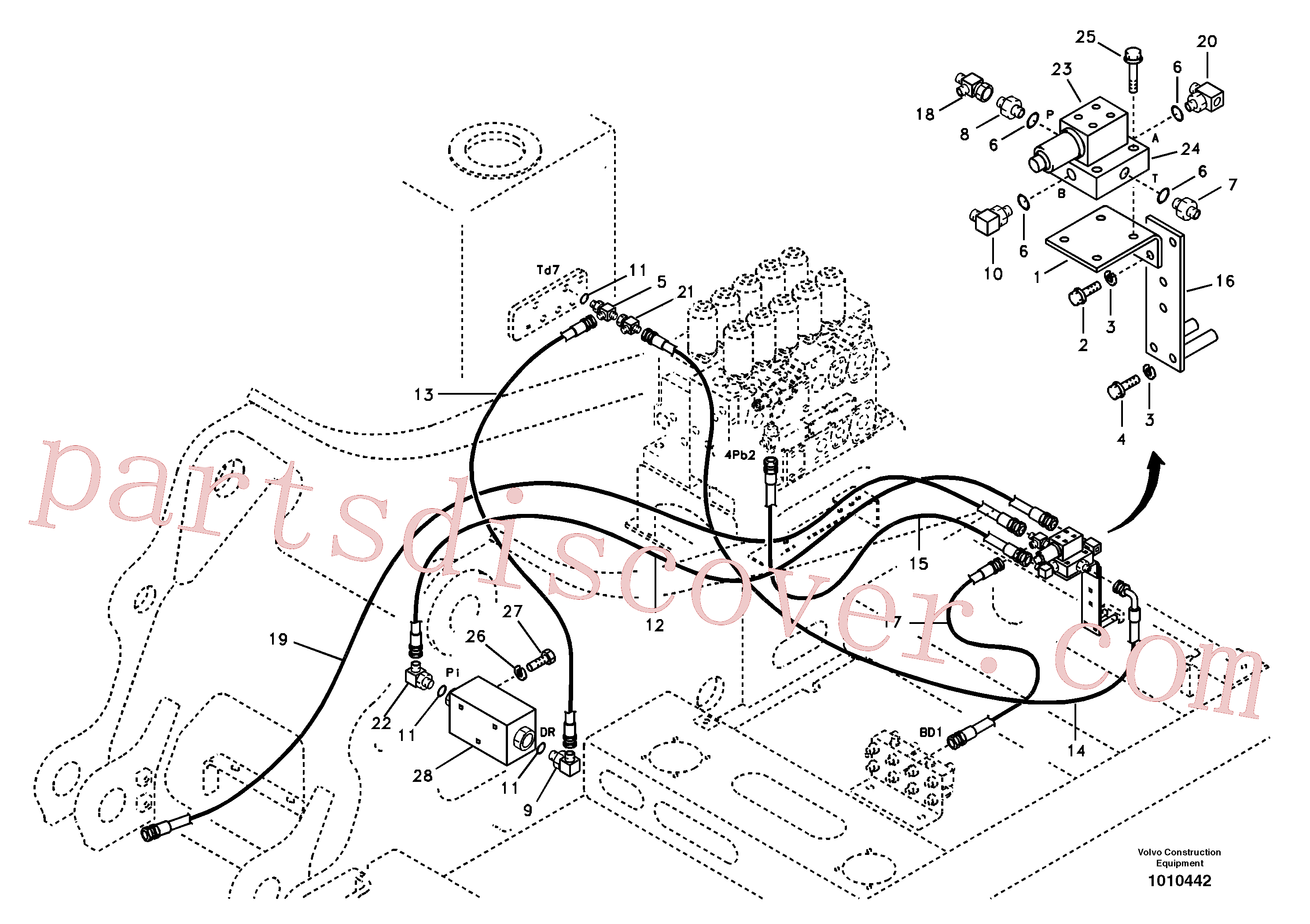 SA14515002 for Volvo Servo system, control valve to solenoid valve(1010442 assembly)