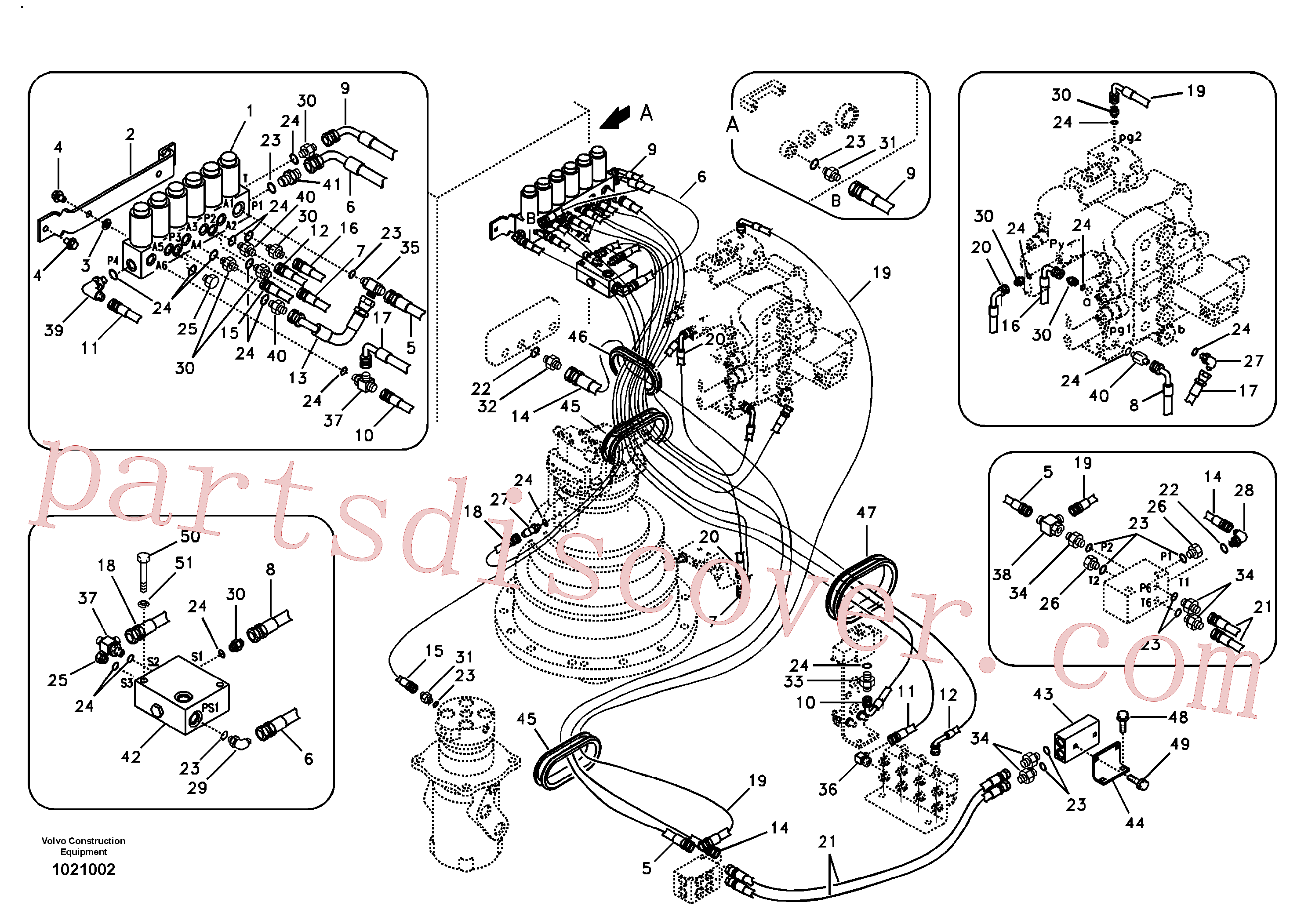 SA9451-02243 for Volvo Servo system, control valve to solenoid valve(1021002 assembly)