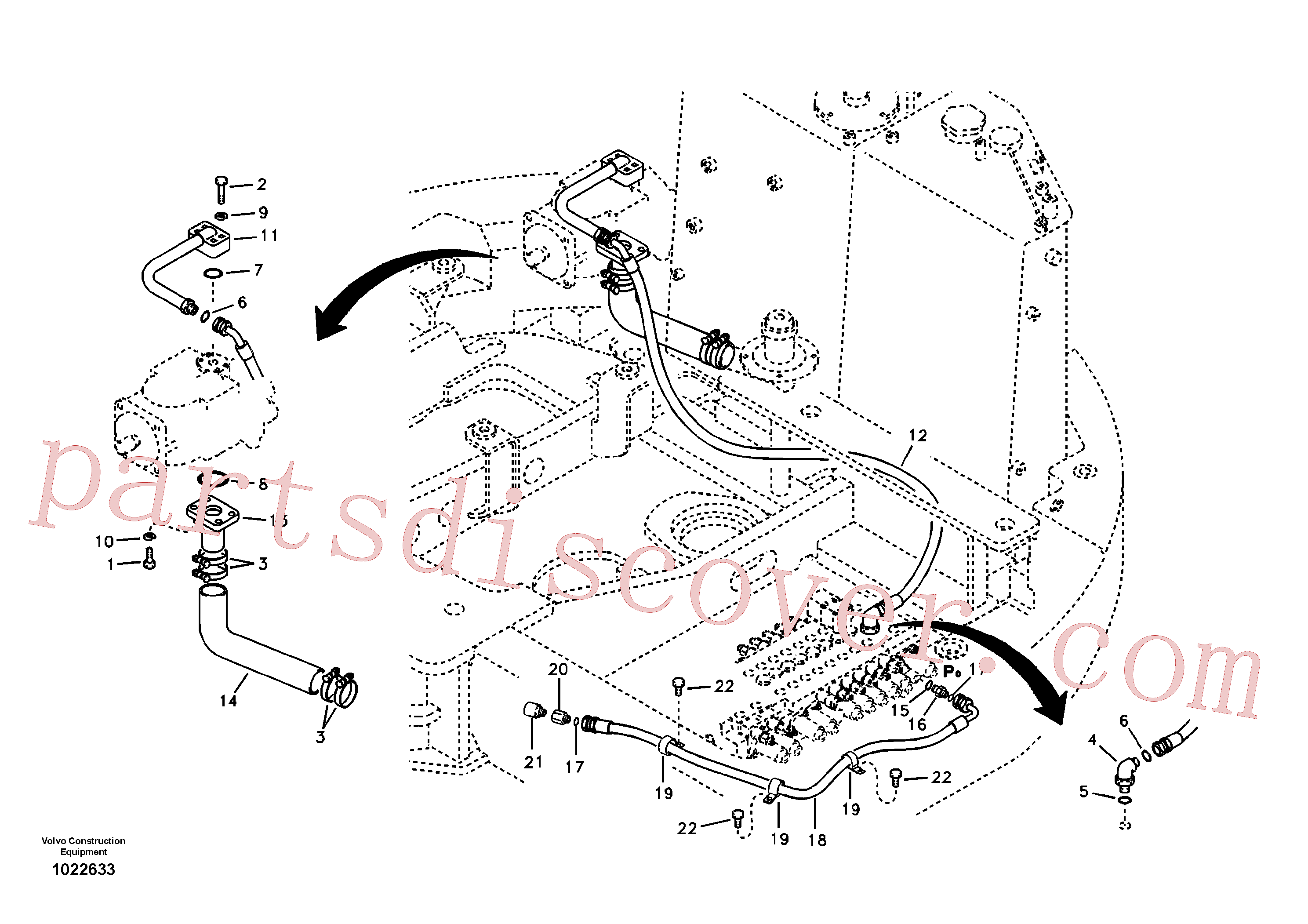 VOE14880371 for Volvo Hydraulic system, suction line, Hydraulic system, hydraulic tank to hydraulic pump(1022633 assembly)