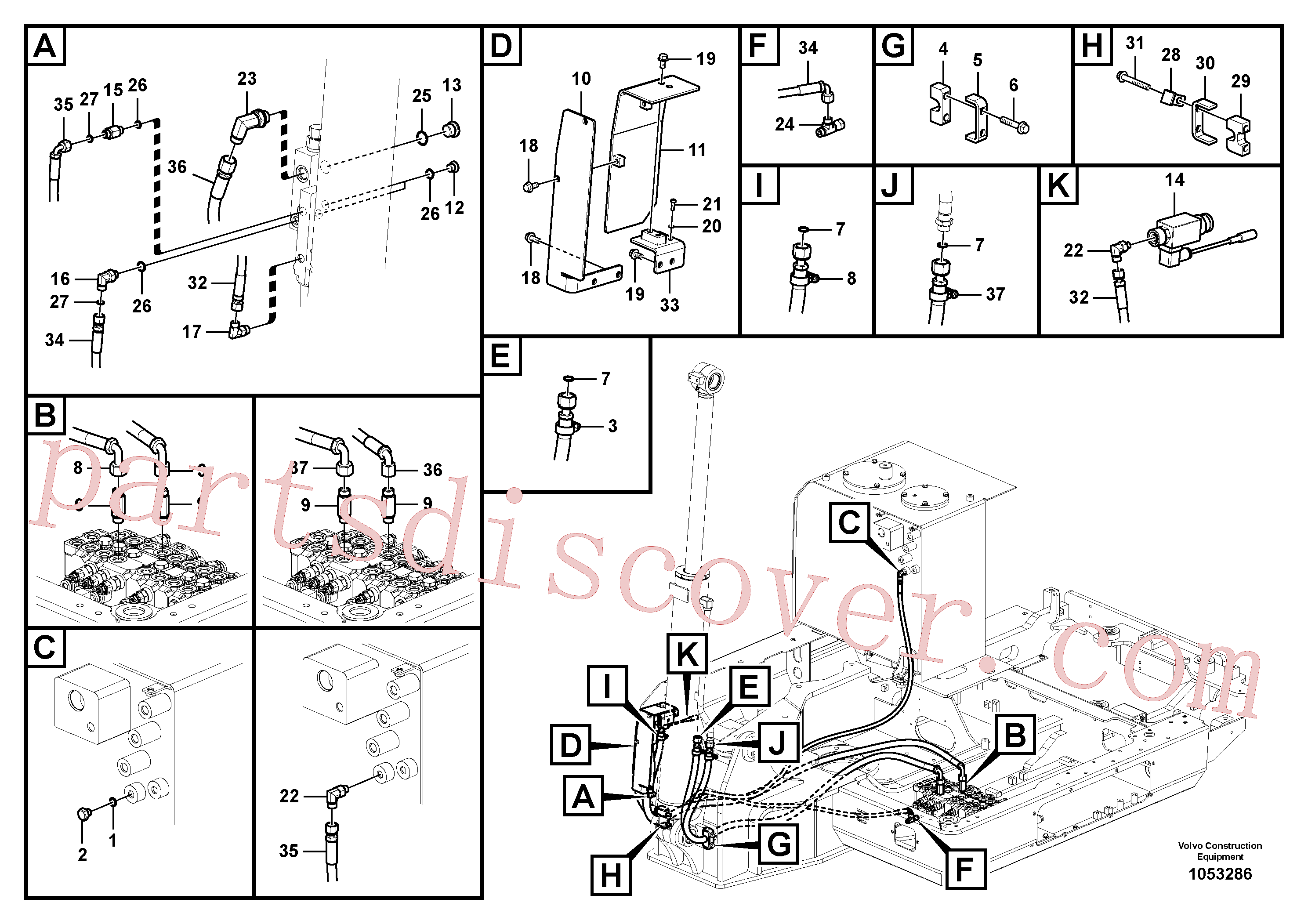 VOE14555926 for Volvo Working hydraulic, boom rupture(1053286 assembly)