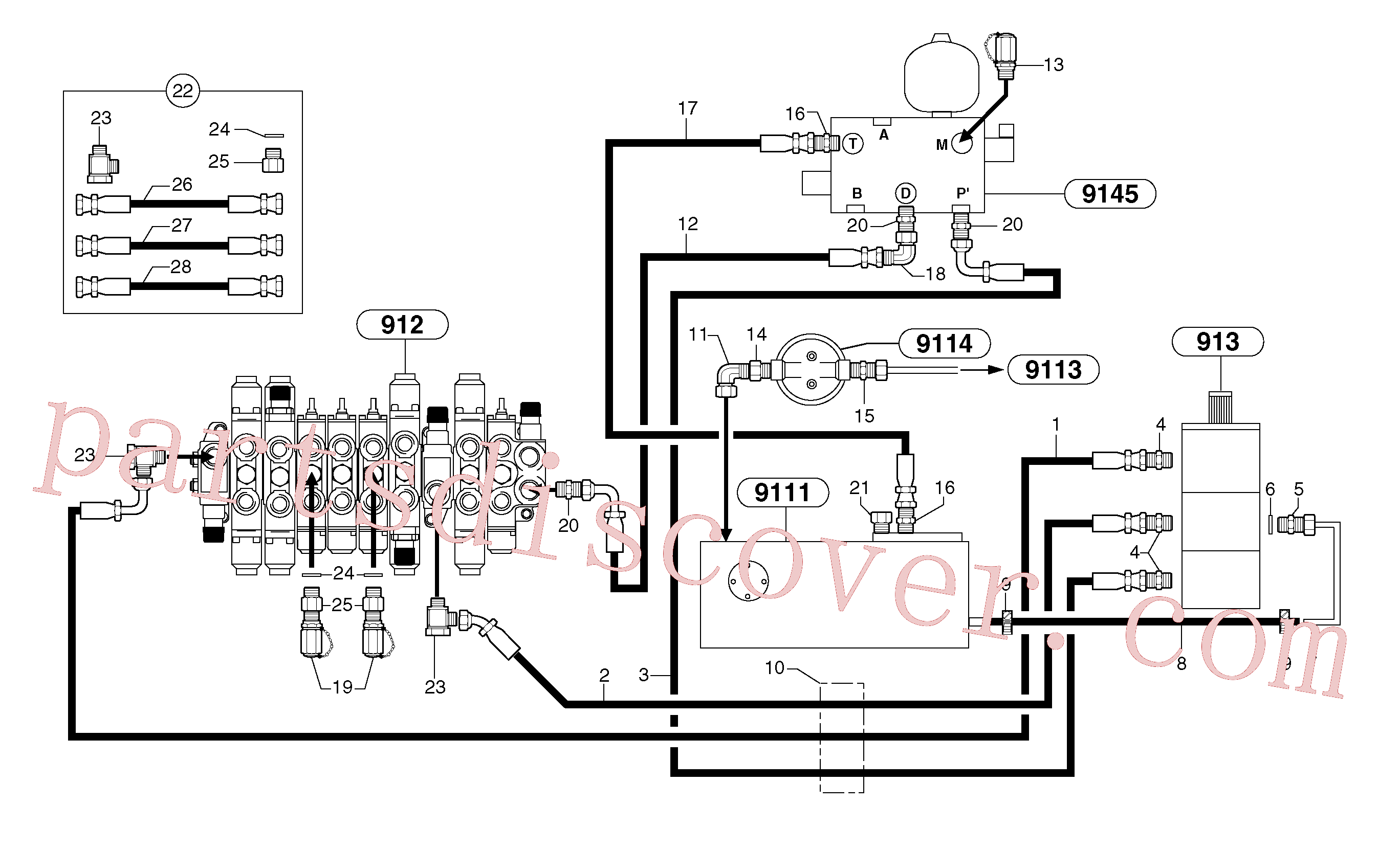 PJ4193110 for Volvo Attachments supply and return circuit(9112X2 assembly)