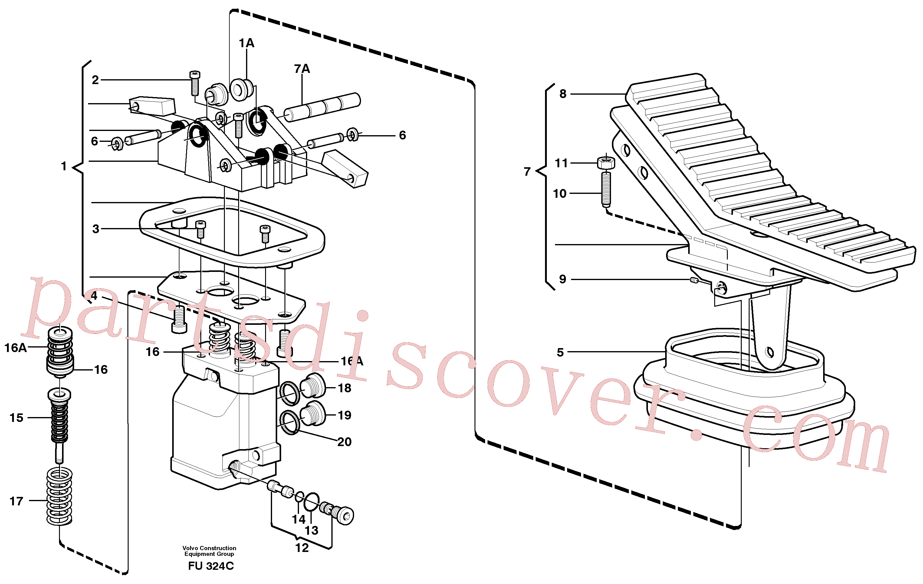 VOE11707828 for Volvo Pedal valve(FU324C assembly)