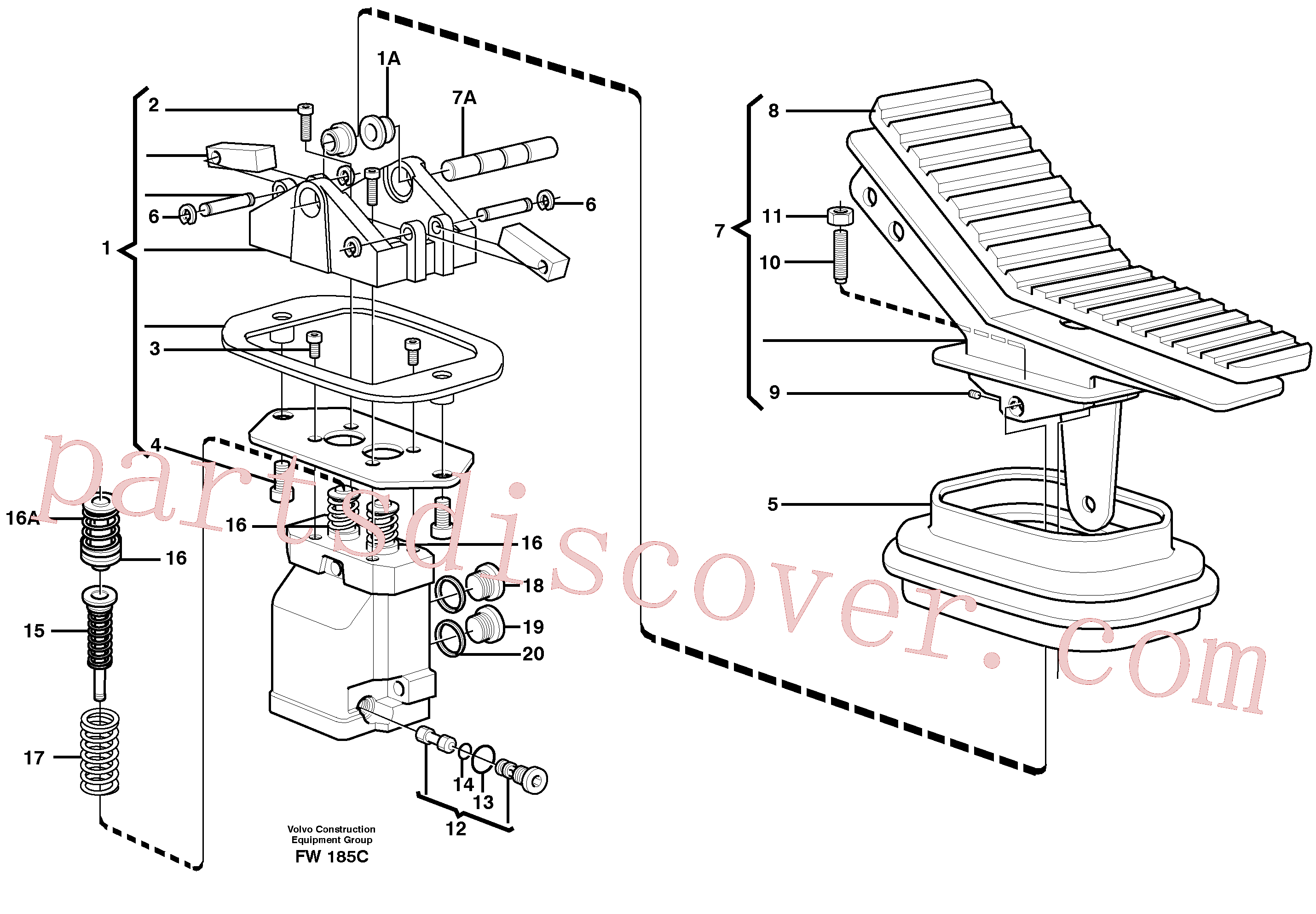 VOE11707828 for Volvo Pedal valve(FW185C assembly)