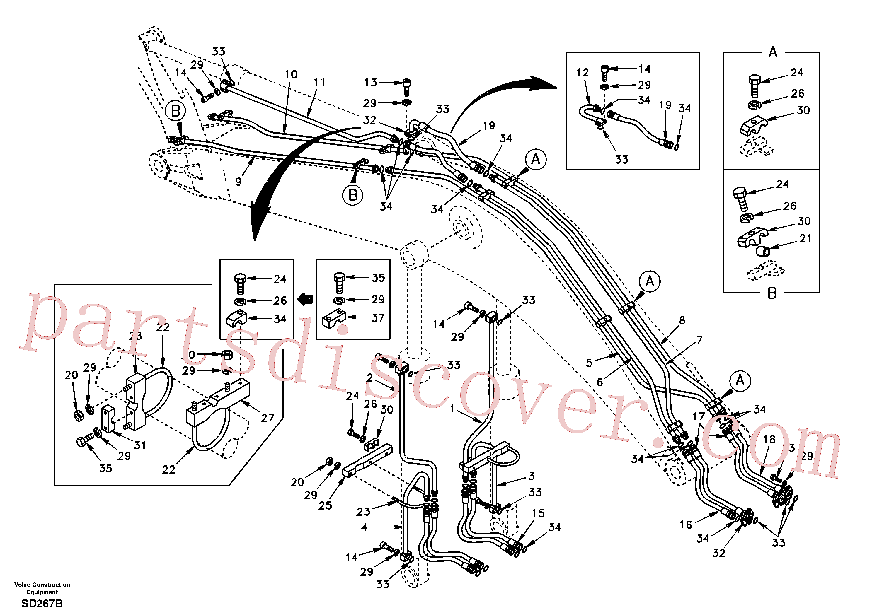 SA9401-16619 for Volvo Working hydraulic, boom(SD267B assembly)