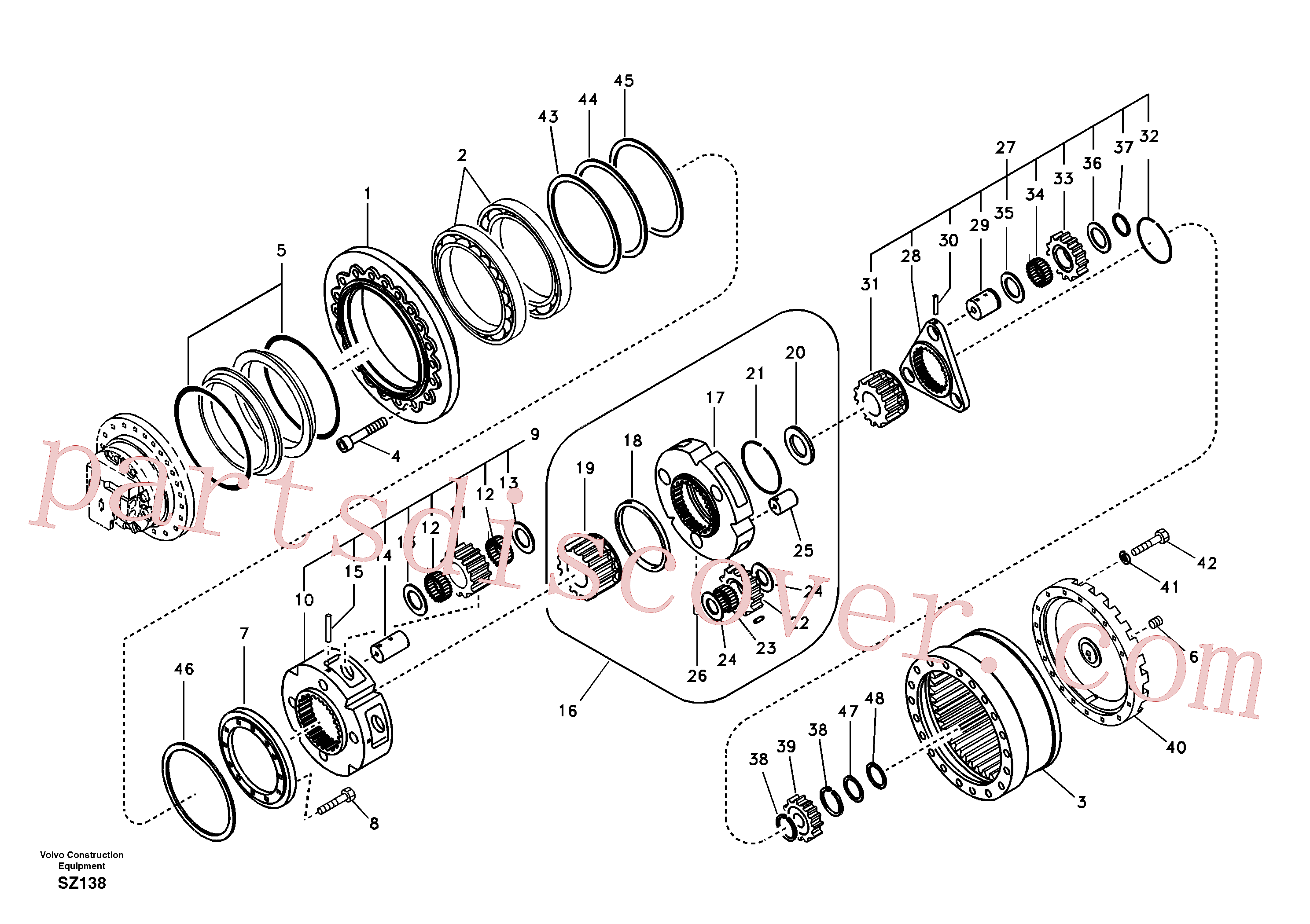 SA1036-00310 for Volvo Travel gearbox(SZ138 assembly)